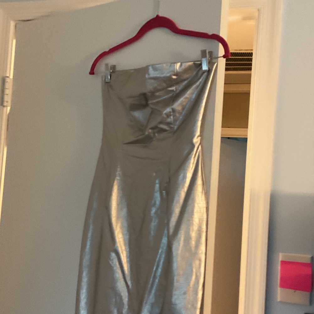 Elegant Silver Midi Dress